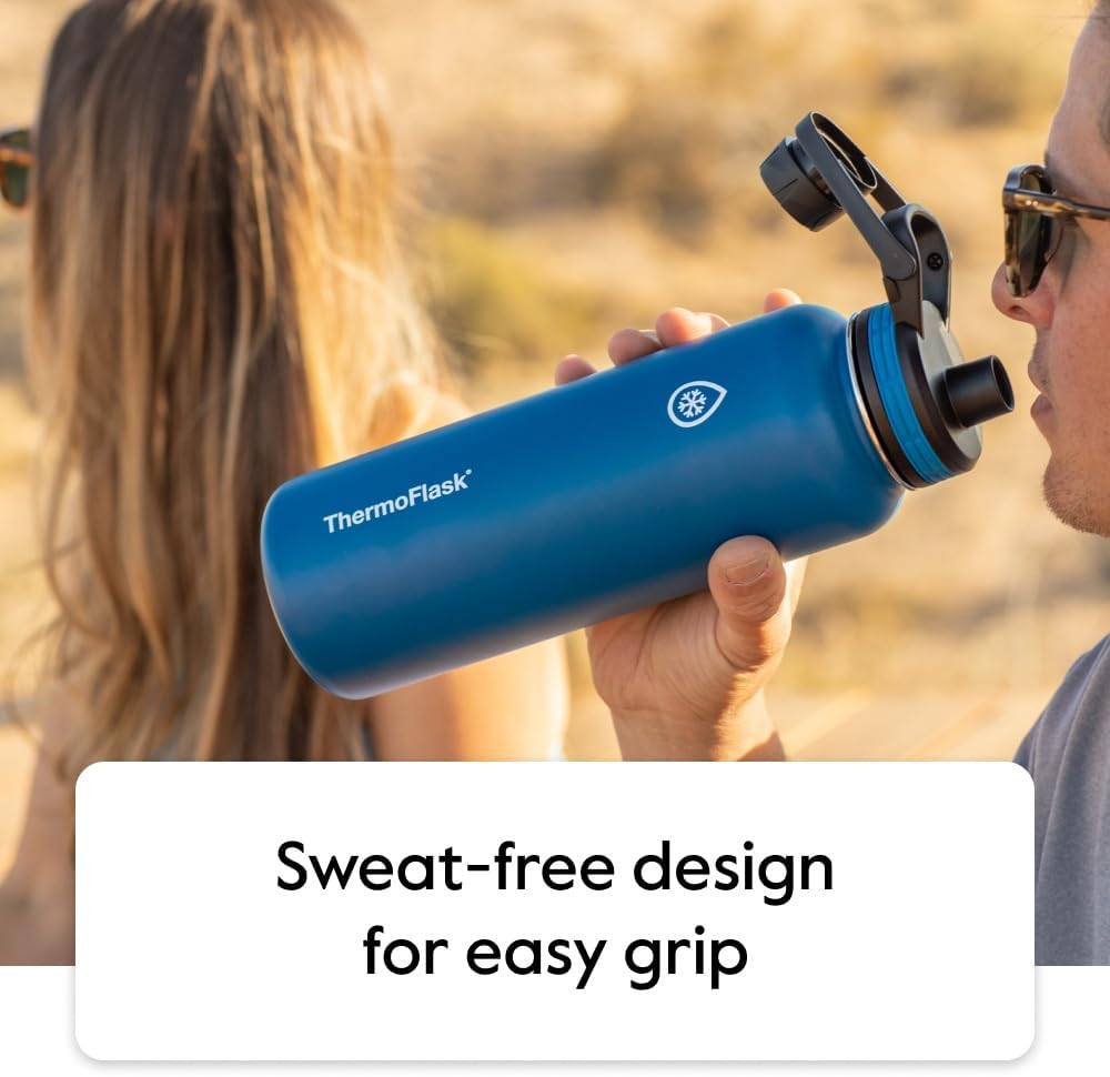 Thermoflask Stainless Steel Kids 14Oz Straw Bottle 2Pk Harborgrey,Denim image number 5