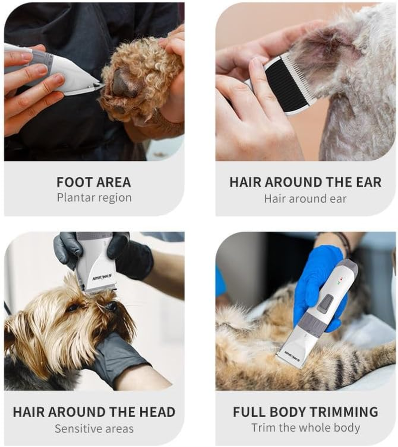 Dog Clippers, Pet Grooming Kit, IPX7 Dog Clippers Professional for Thick Hair, Low Noise Cordless Pet Hair Trimmers for Small and Large Dogs Cats image number 3