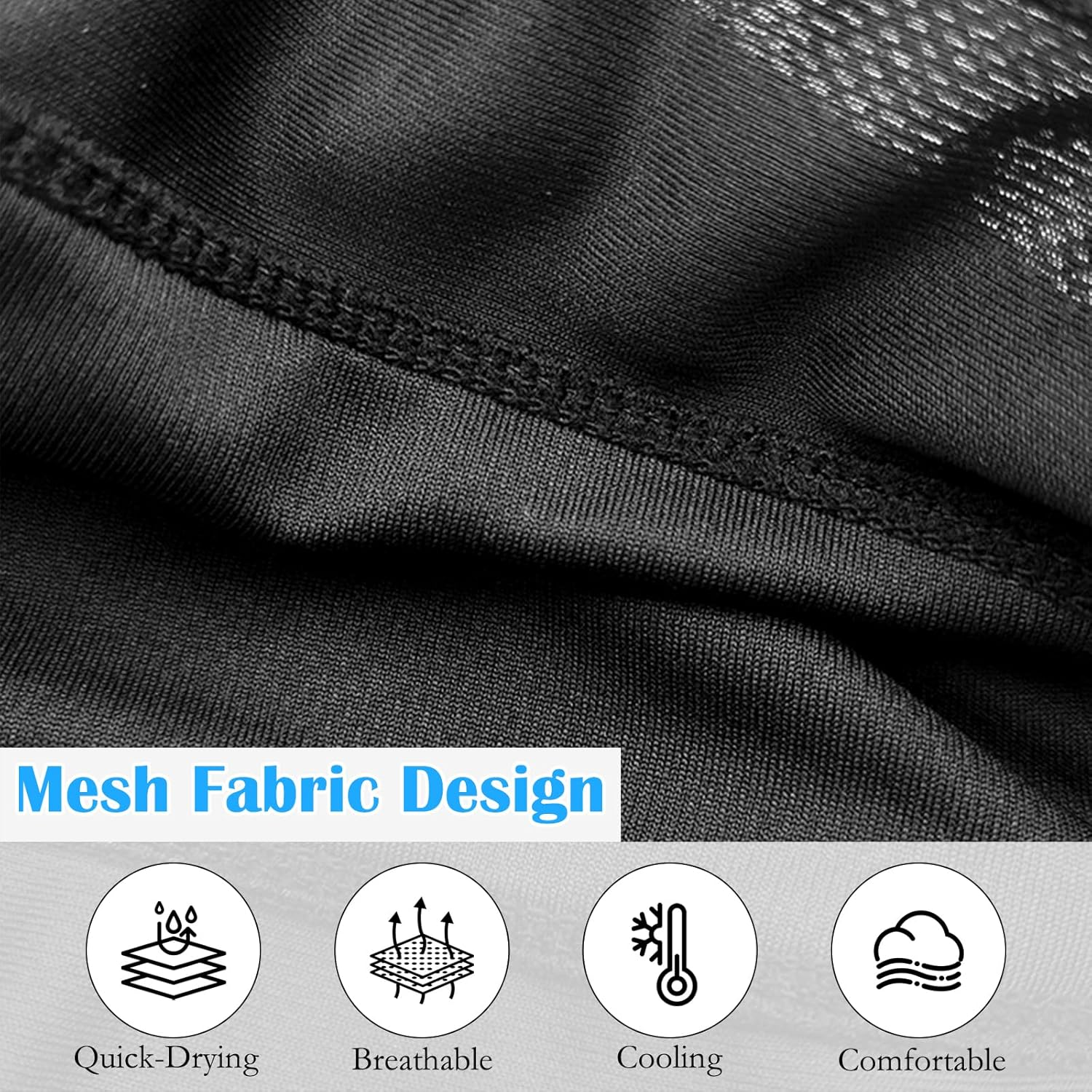 TNSLAND Pack of 2 Sports Bandana Cap, Quick-Drying, Durag Men'S Bandana, Men'S Women'S Running Hat, Men'S Headscarf, Summer Hat for Cycling, Climbing, Running, Gym, Black, Grey, Multicoloured, 48-56 image number 3