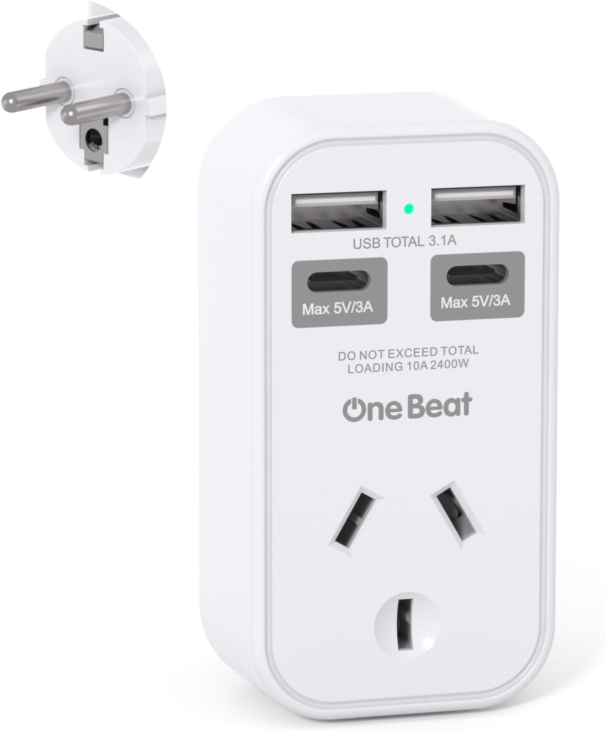 AU to EU Travel Adapter, Type E/F International Power Adapter with 4 USB(2 USB C), European Travel Accessories, European Travel Plug Adapter for Bali Germany Spain France Greece Netherlands Turkey