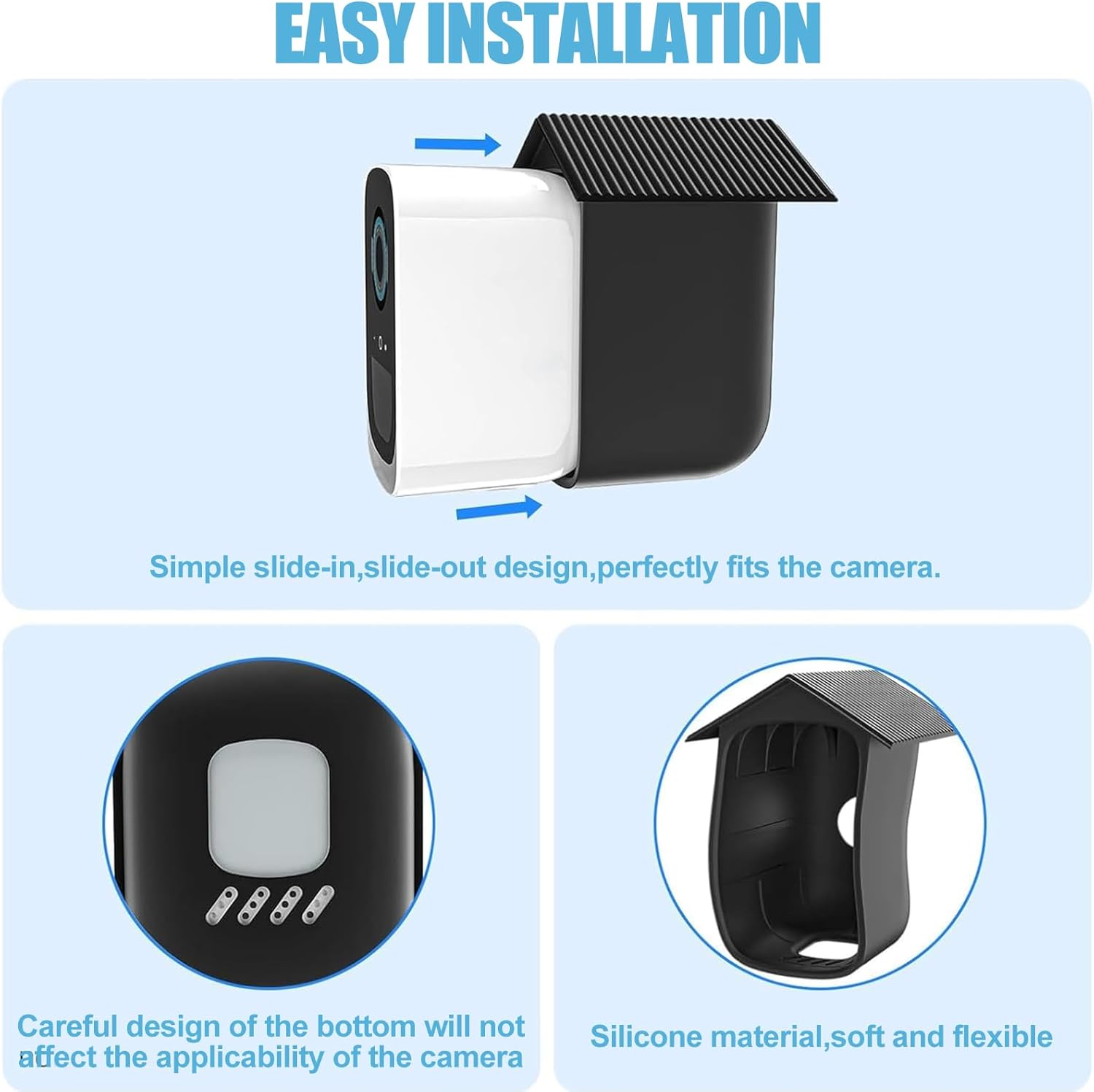 Hshenjhu Pack of 2 Weatherproof Silicone Case for Eufycam 2C/2C Pro, Eufycam 2C Black Silicone Protective Case, Waterproof Silicone Camera Protection, Waterproof, Soft, Durable, for Indoor and Outdoor image number 1