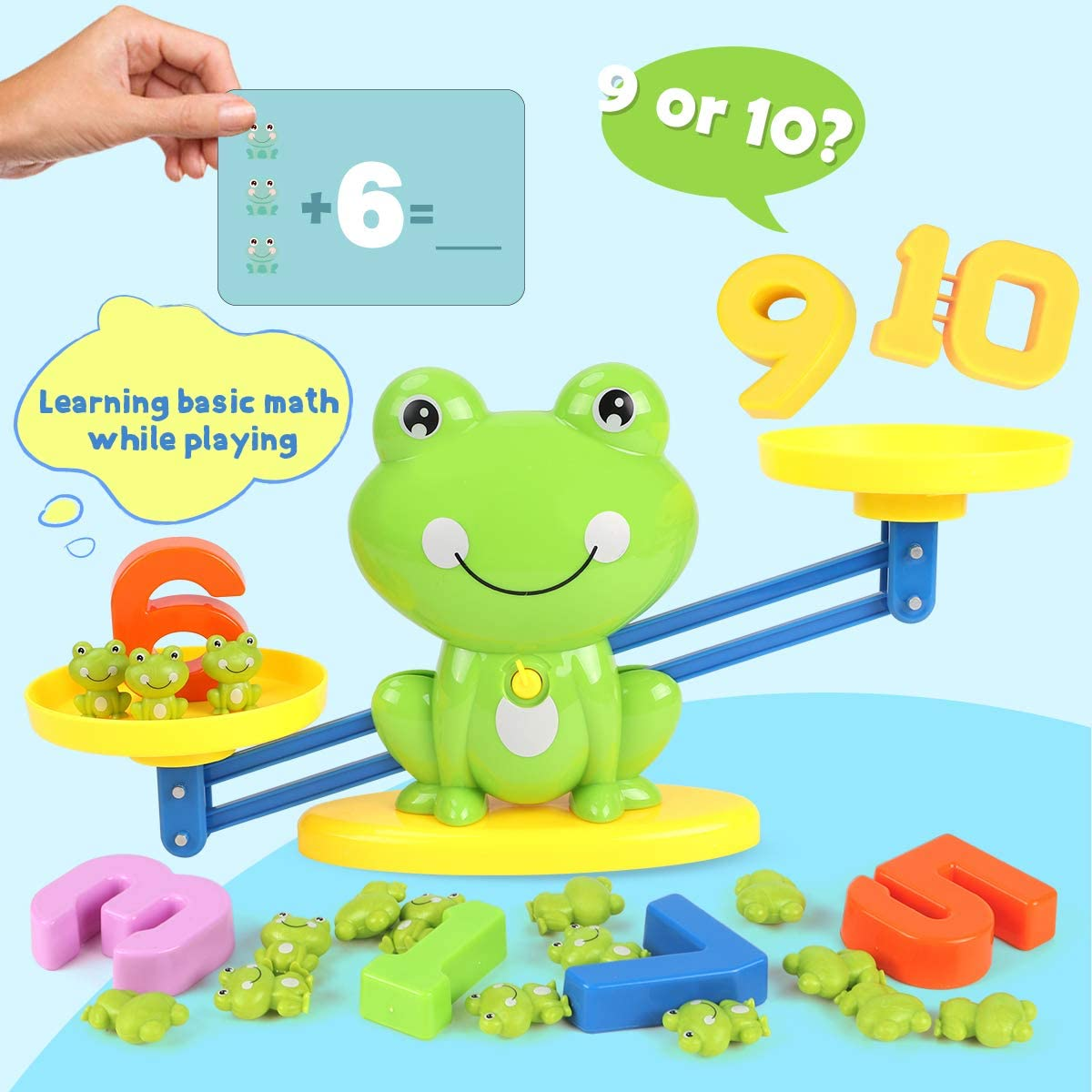 REMOKING Montessori Toys for Toddlers 3+, Math Games Balance Learning Set, Early Activity Sensory Education Learning Toys for 3 4 5 6 7 Year Old Boys Girls Birthday Gift, Including Frog,Card,Number