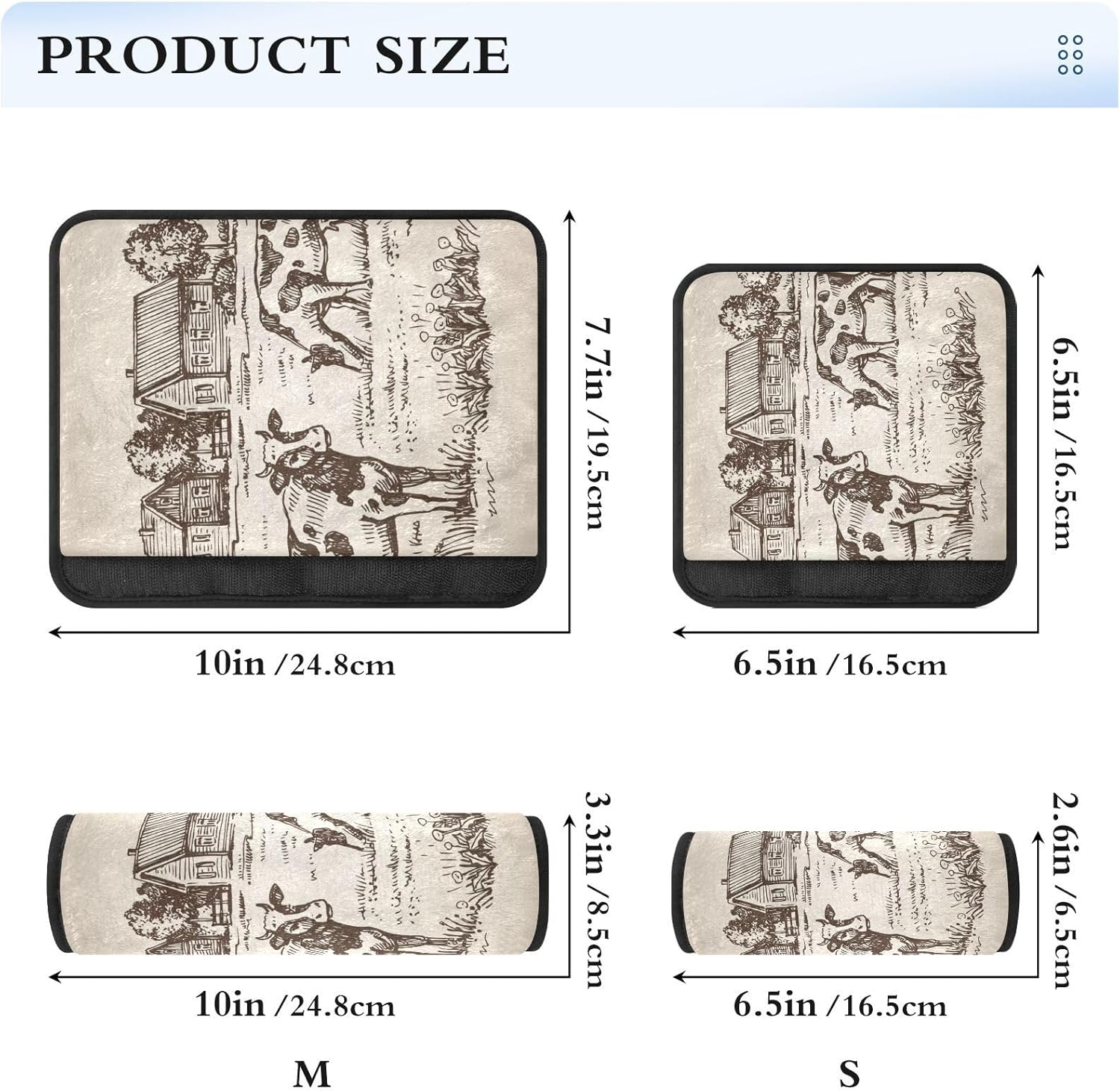 Farm Cow Soft Seatbelt Covers, Padded with Cotton, Shoulder Pad for Bag Strap, Car Seat Belt Pads for Kids