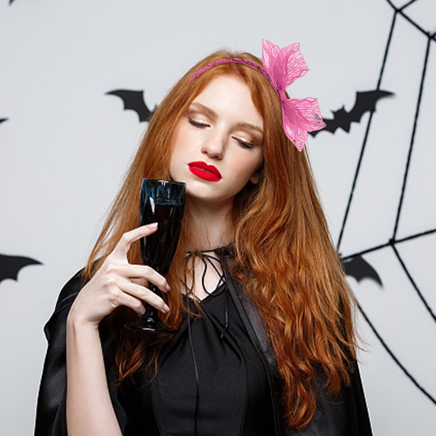 Pack of 2 Lace Bow Headbands, Retro Hair Accessories, Party Clothing Accessories, Headgear for Women, Elees and Simple Headband. image number 2