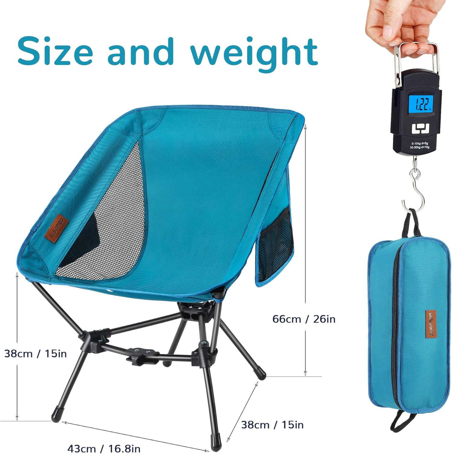 RISEPRO Upgraded Outdoor Camping Chair Portable Lightweight Folding Camp Chairs with Sturdy Triangular Structure & 2-Sided Pocket for Outdoor Backpacking Hiking Travel Picnic Fishing DC image number 4