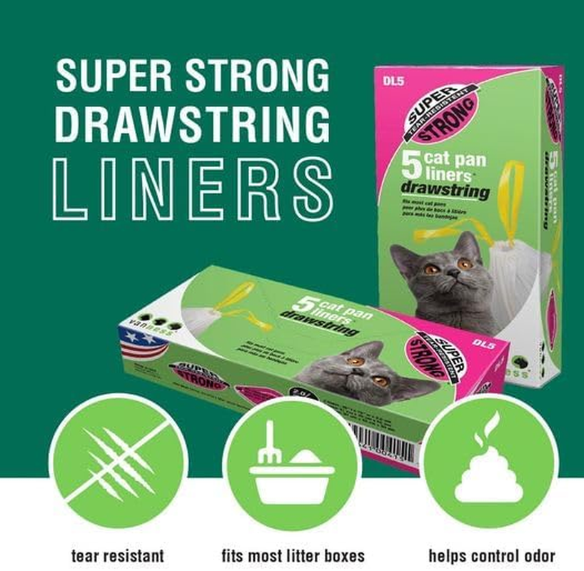 Van Ness Large Super Strong, 3 Ply Drawstring Cat Litter Box Liners, 5 Count, DL5 image number 1
