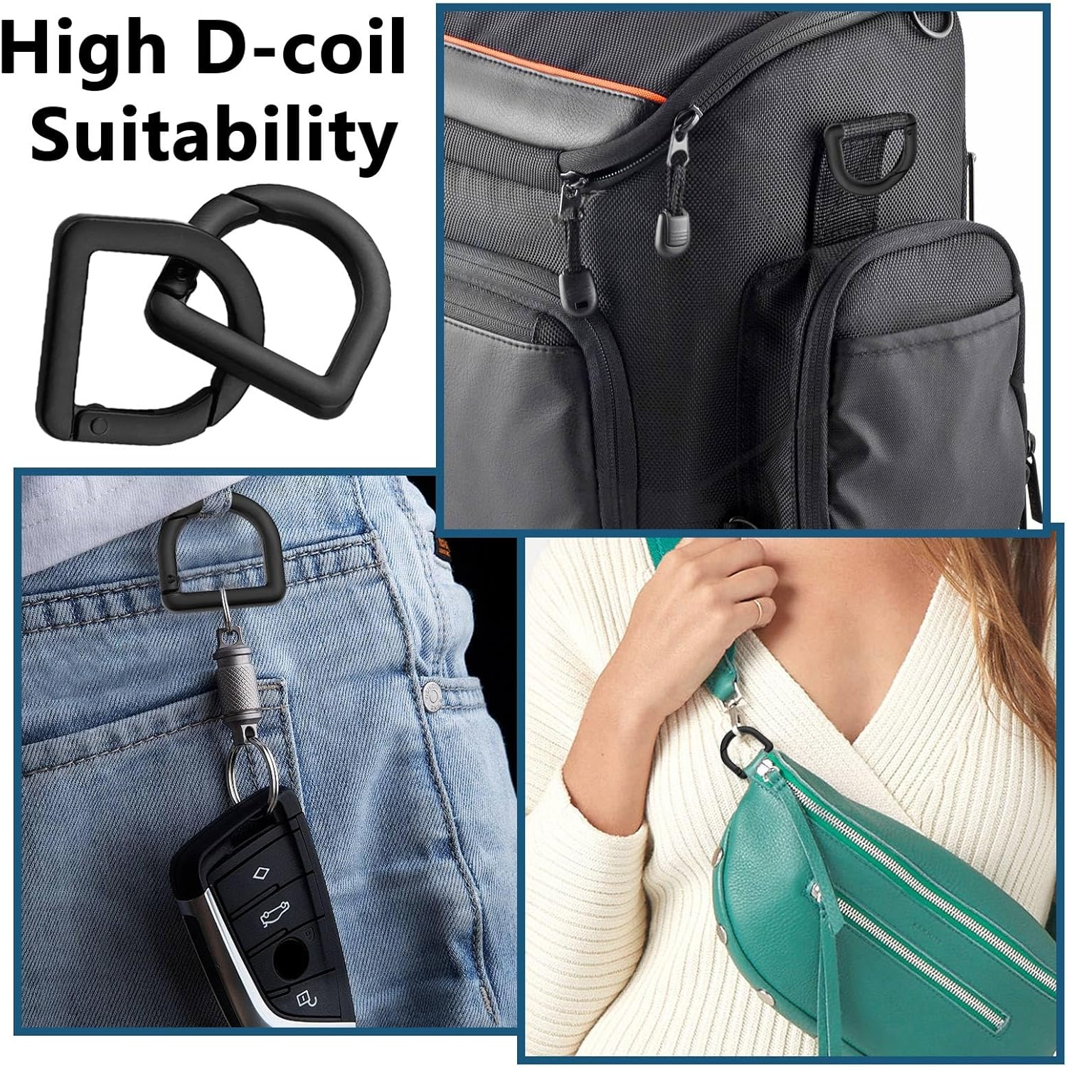 NEETUE 8 Pcs D Ring Clips Metal Key Ring 1 Inch Carabiner D Rings for Purse D Ring Spring Key for DIY Accessories Crafts image number 5