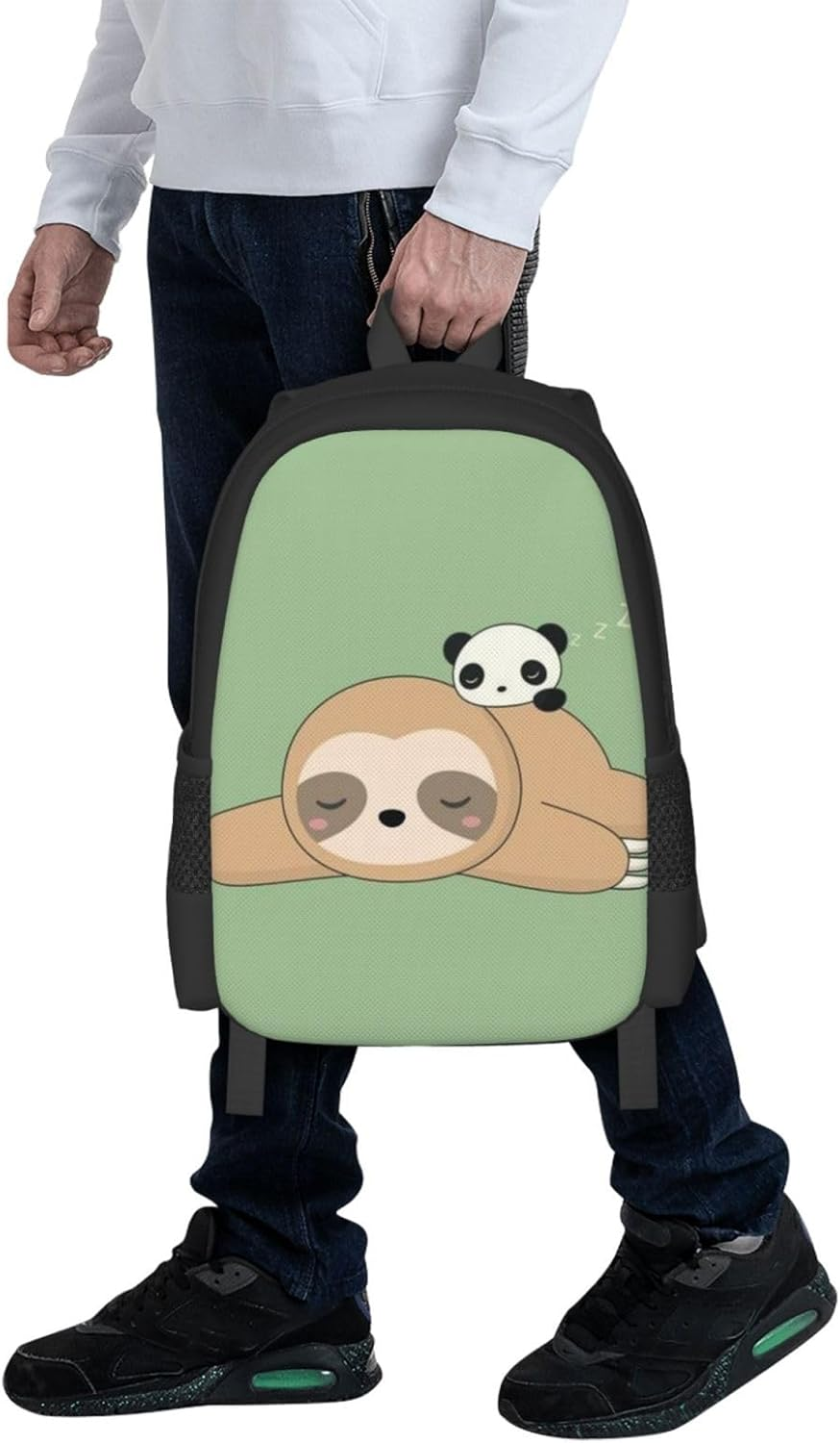 COMAAM Cute Panda and Sloth Simple and Large Capacity Backpack Laptop Bag Can Accommodate 15 Inch Laptops image number 5