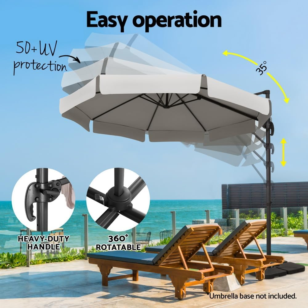 Instahut Outdoor Umbrella 3M Umbrellas Cantilever Stand Sun Roma 360 Degree Grey image number 1