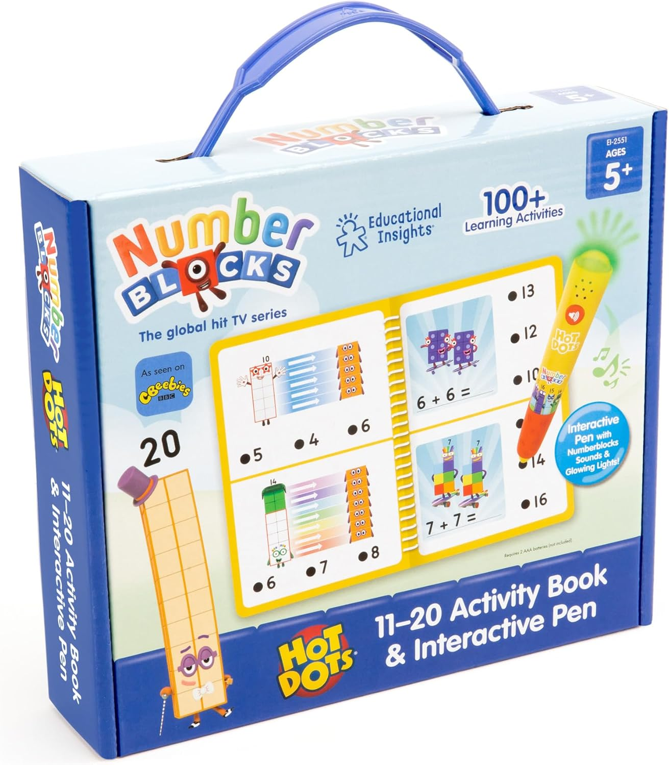 Educational Insights Hot Dots Numberblocks Workbook Numbers 11-20 with Interactive Pen, 60+ Activities, Easter Basket Stuffer for Kids Ages 5+ image number 2