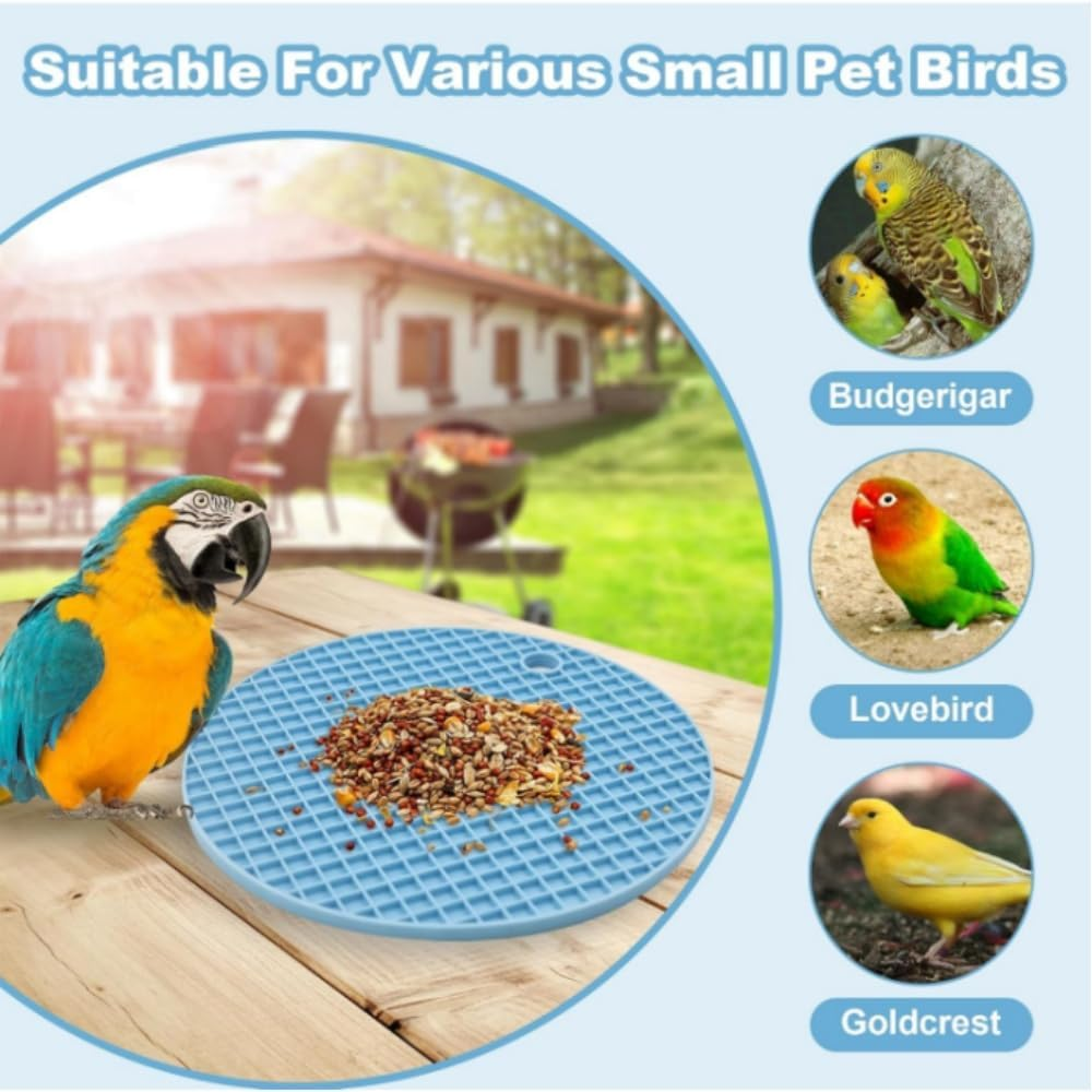 Goxfaca 2 Bird Foraging Toys, Interactive Puzzle Pads, and Food Retarders Are Suitable For, Phoenixes, Cone-Tailed, Tiger-Striped Parrots, and African Grey (Blue + Grey) image number 1