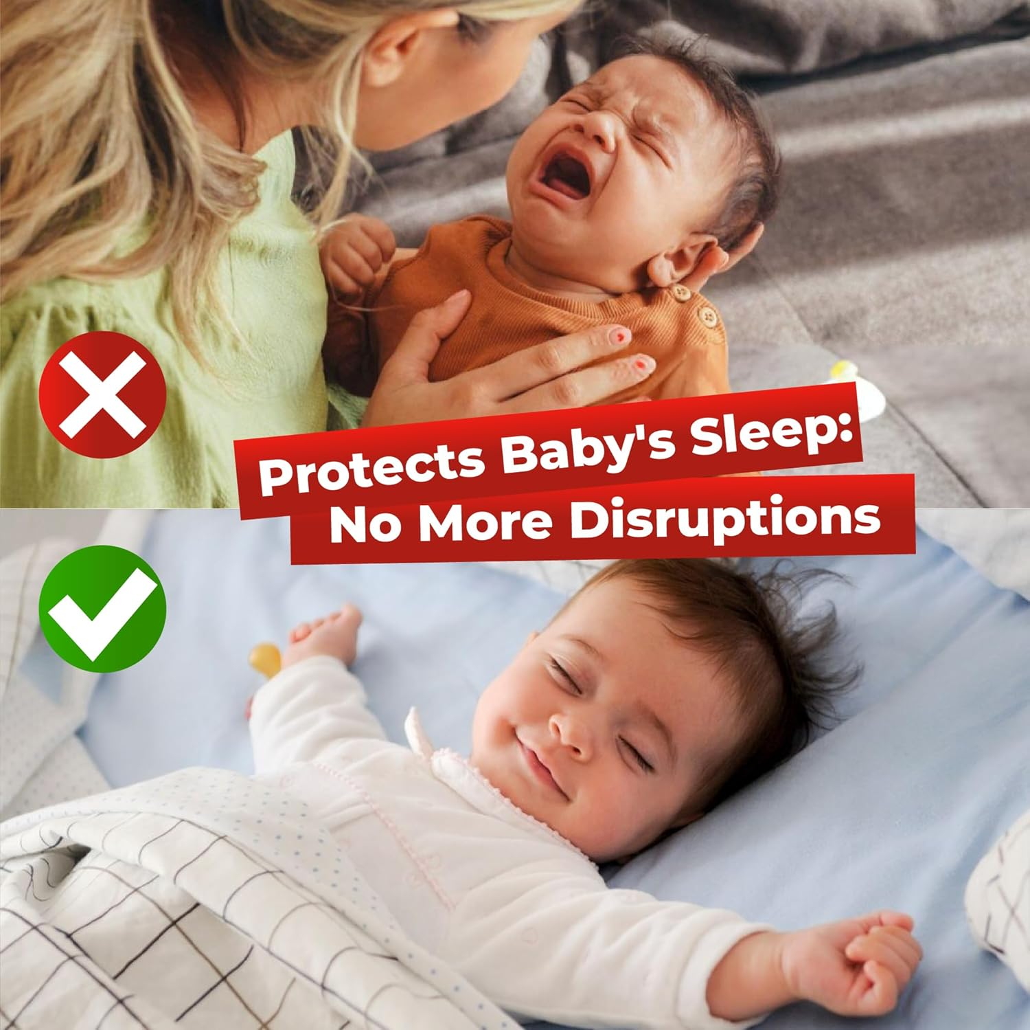 Shhh Baby Sleeping Sign for Front Door - Please Do Not Knock or Ring Doorbell Sign, Baby Sleeping Door Sign, No Knocking Door Sign, No Soliciting Do Not Knock Sign image number 1