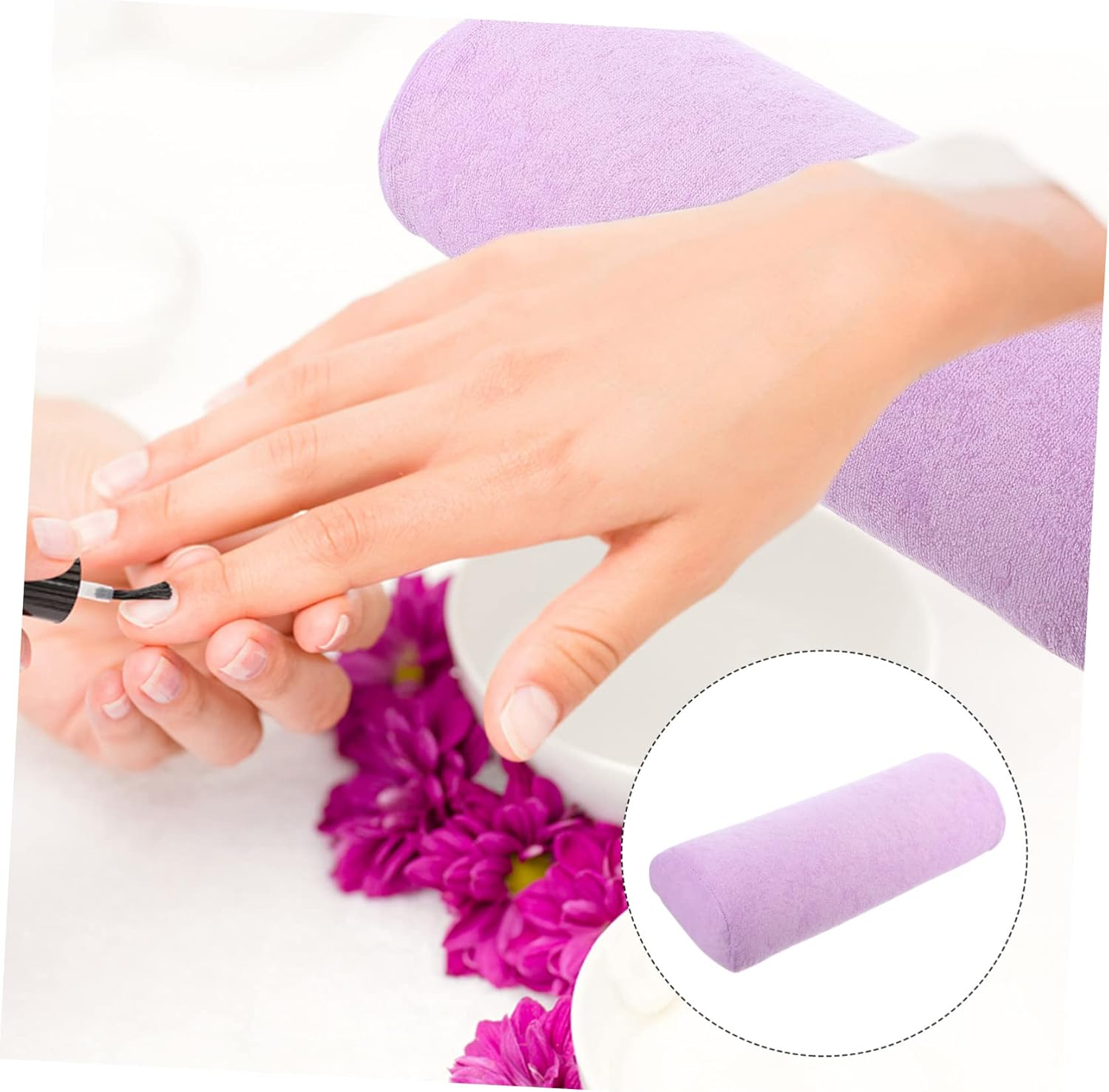 Manicure Nail Art Hand Cushion Wrist Pillow Semi-Circle Cushion Purple Portable Nail Art Hand Support for Salon Use image number 3