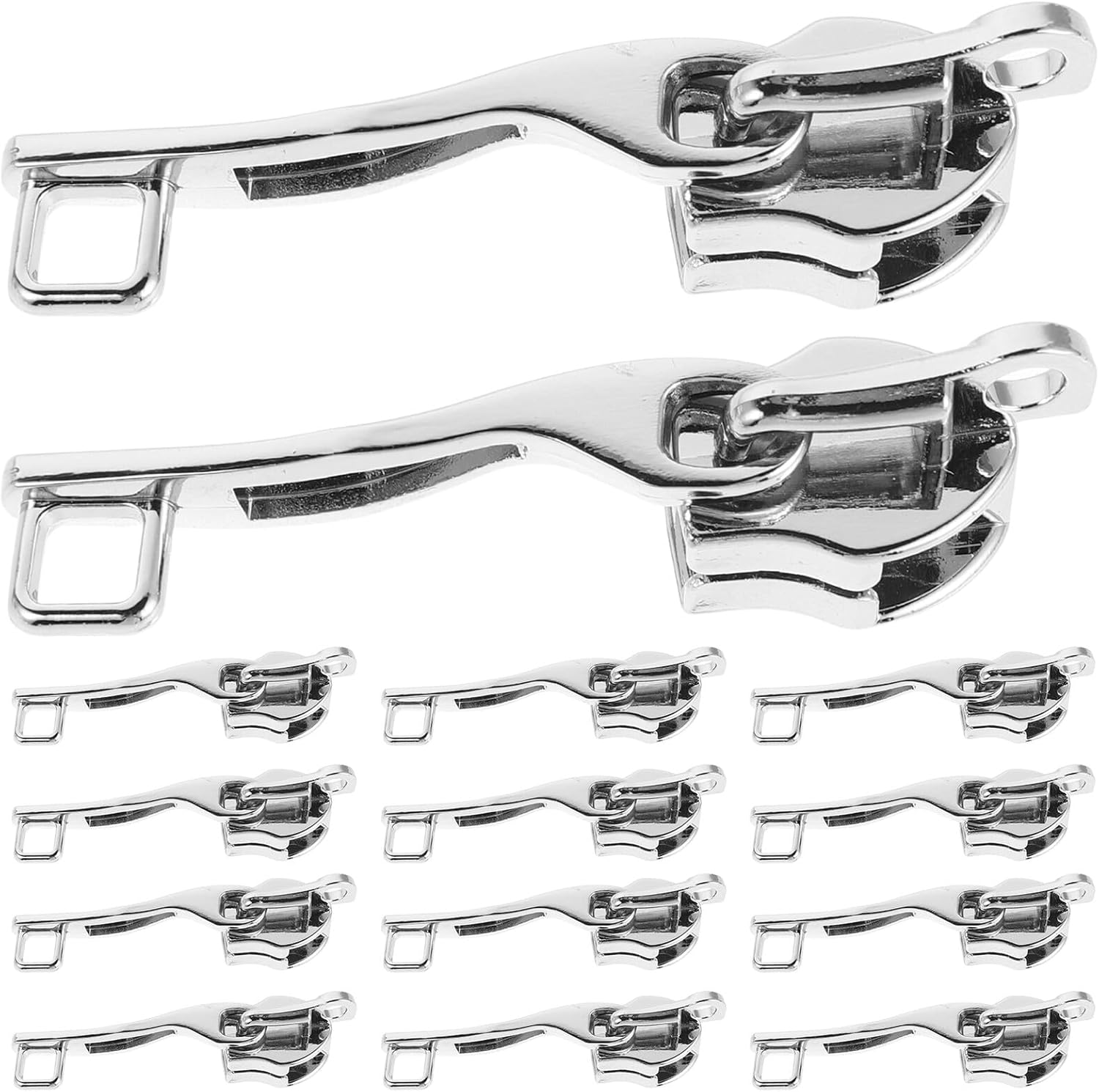 Hohopeti 10 Pairs Double Layer Zipper Pulls for Luggage Suitcase Metal Detachable Replacement Sliders for Combination Lock Anti-Theft Travel Bag Accessories