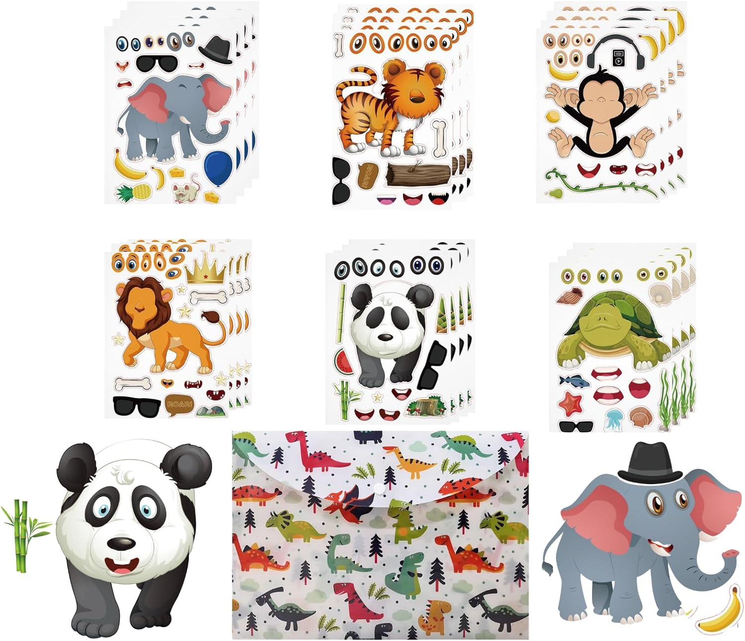 Make a Face Stickers for Kids 24Sheets Make Your Own DIY Sticker Fantasy Animal Face Stickers with 6 Design Party Favors Travel Activities for Birthday Party Games image number 6
