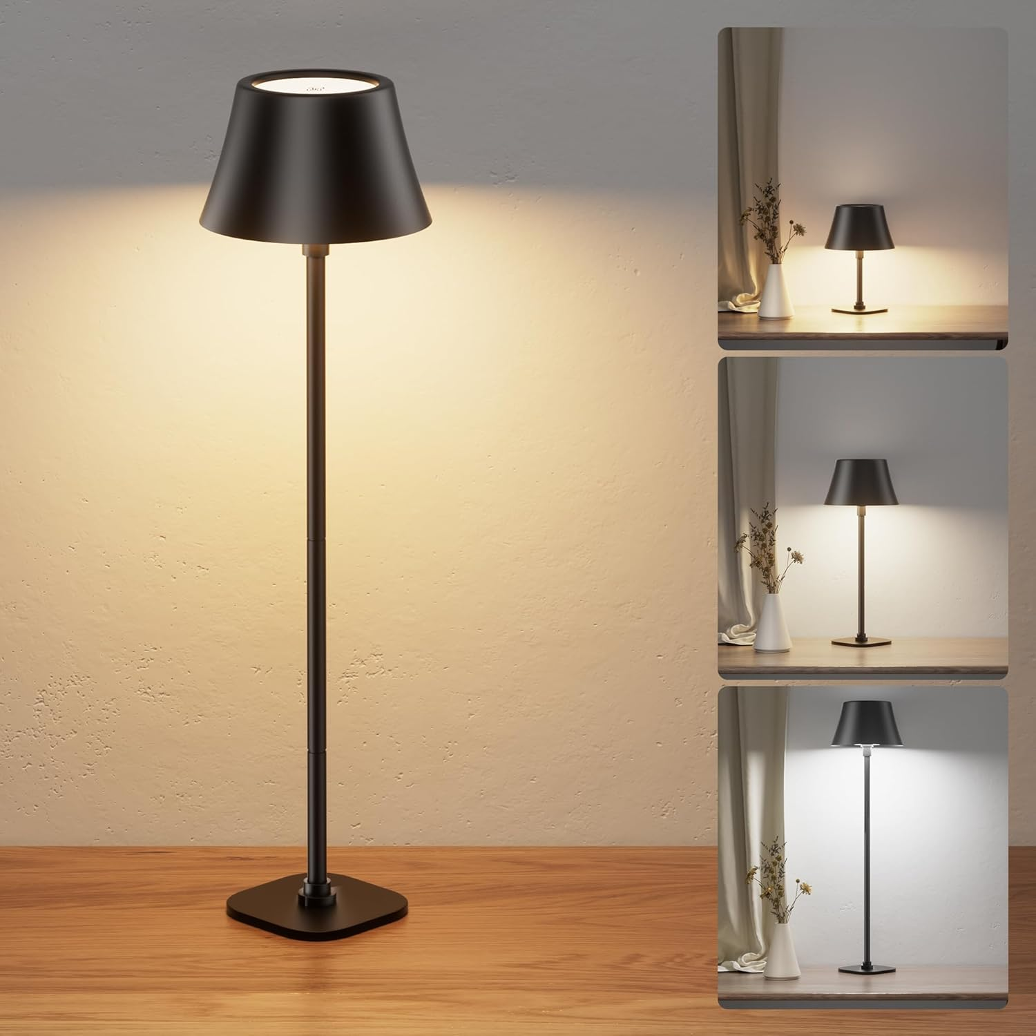 JACKYLED Wireless Table Lamp, 7 Heights, Adjustable, 3 Colour Temperatures, Dimmable, Rechargeable with 5000 Mah Battery, Portable LED Waterproof Table Lamp for Dining Room, Bedroom image number 5