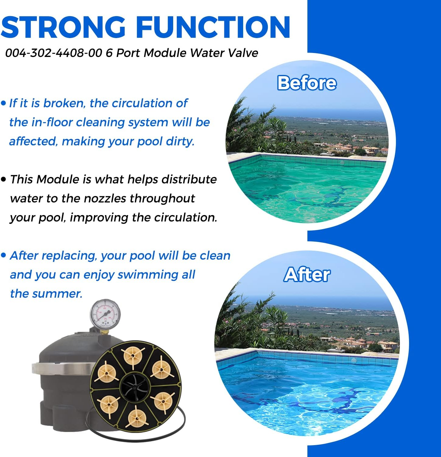 004-302-4408-00 6-Port Water Valve Module, Replace for Paramount 6-Port Module 004302440800 with Valve Shell O-Ring Part# 005-302-0100-00, 005302010000, Compatible with PCC2000 System image number 4