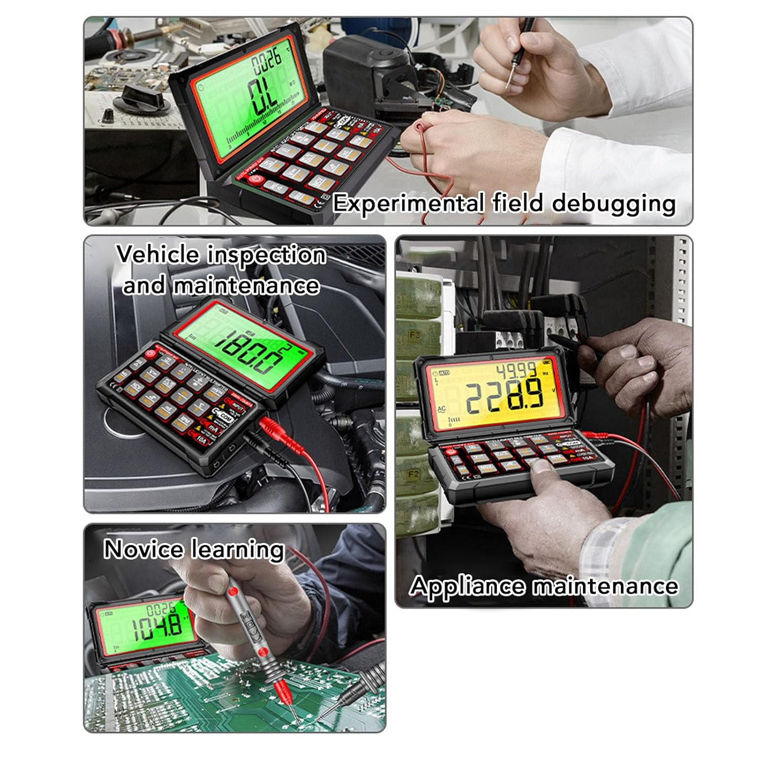 Digital Multimeter Tool, NCV Rechargeable Cable Identification Flip-Up Multimeter for Automotive Domestic Socket image number 2