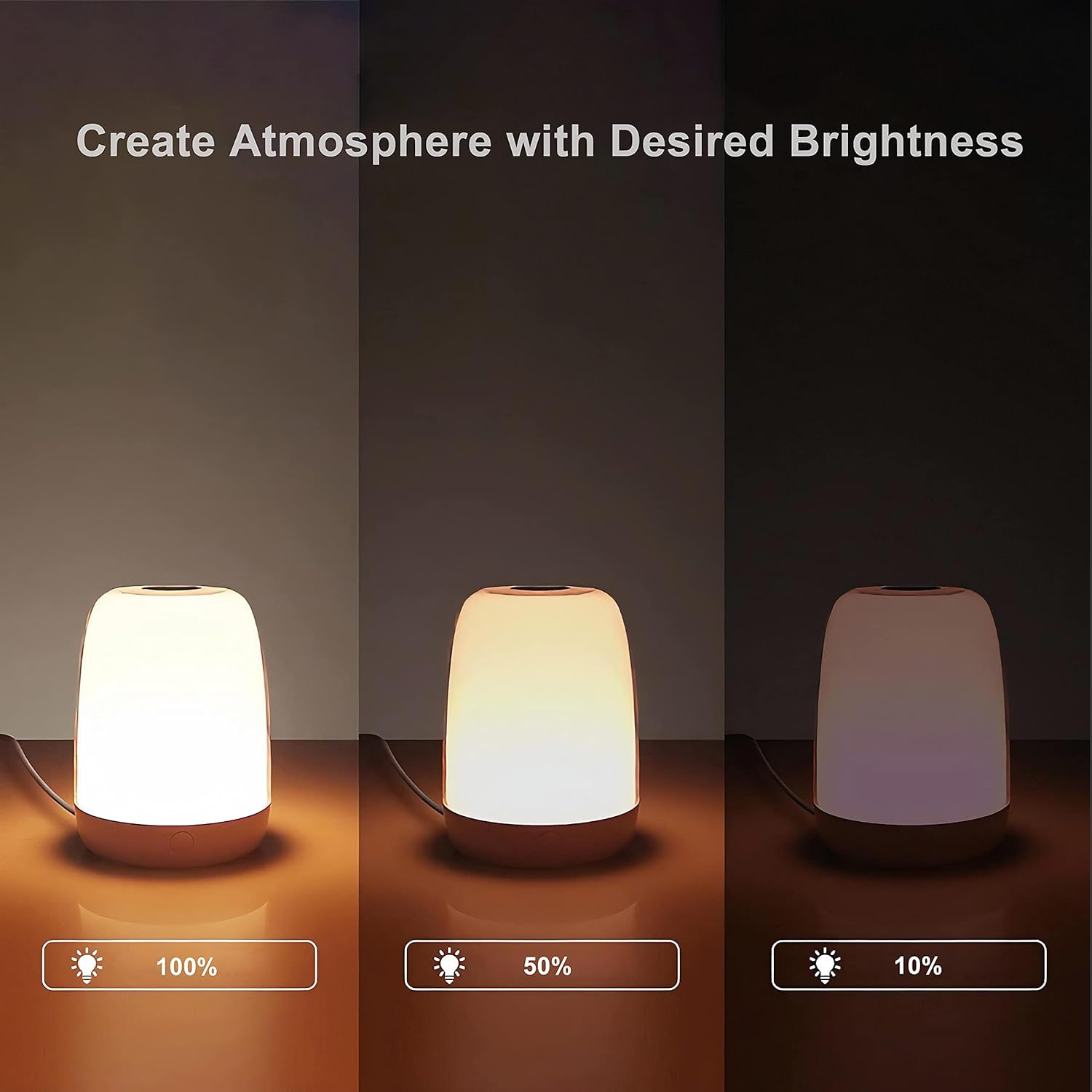 Fistech Touch Sensor Rechargeable Night Light Table Lamps for Bedrooms Dimmable Warm White Light & Color Changing
