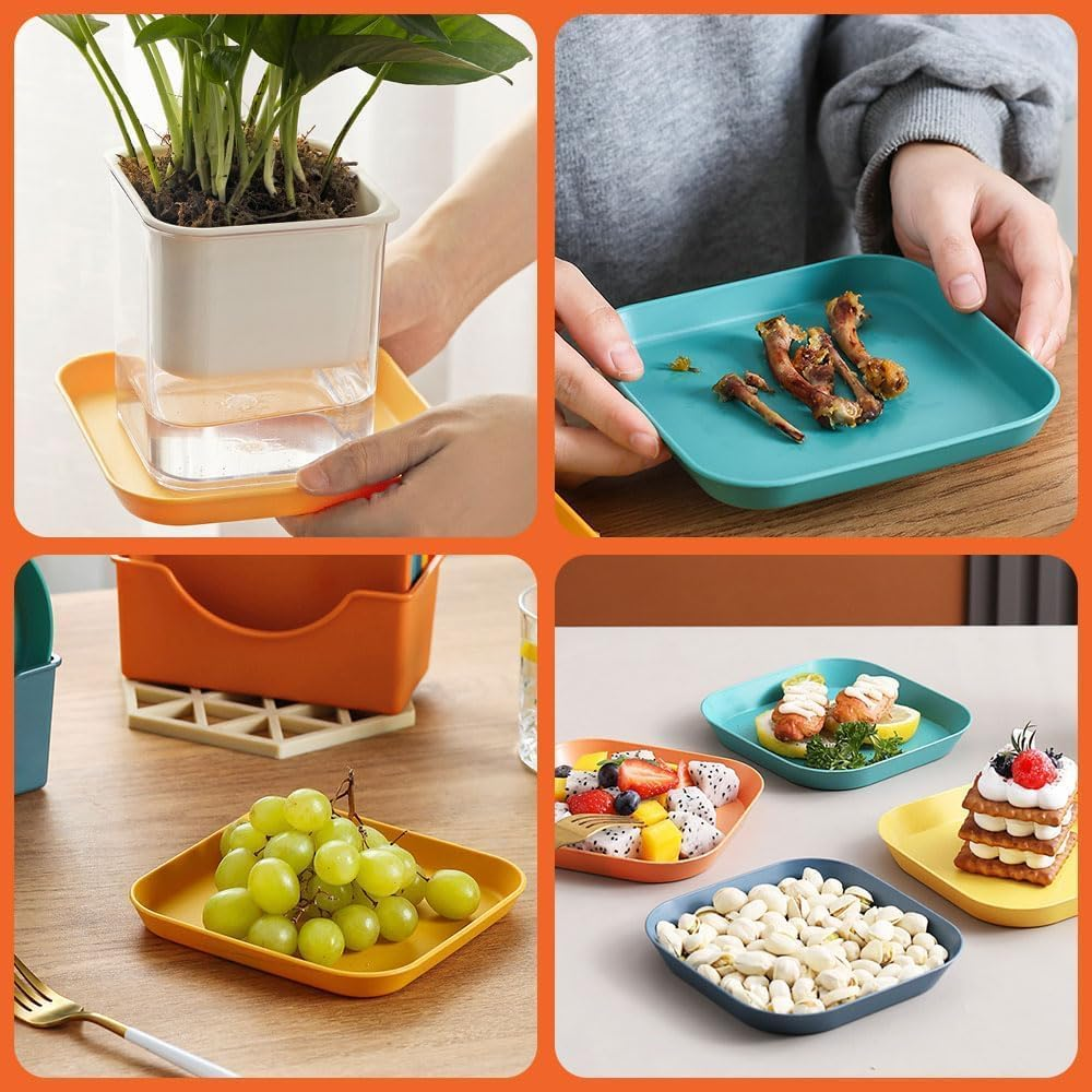 Square Shallow Cat Food Dish Cat Bowl,6Pcs Square Shallow Wide Cat Wet Food Flat Bowl image number 3