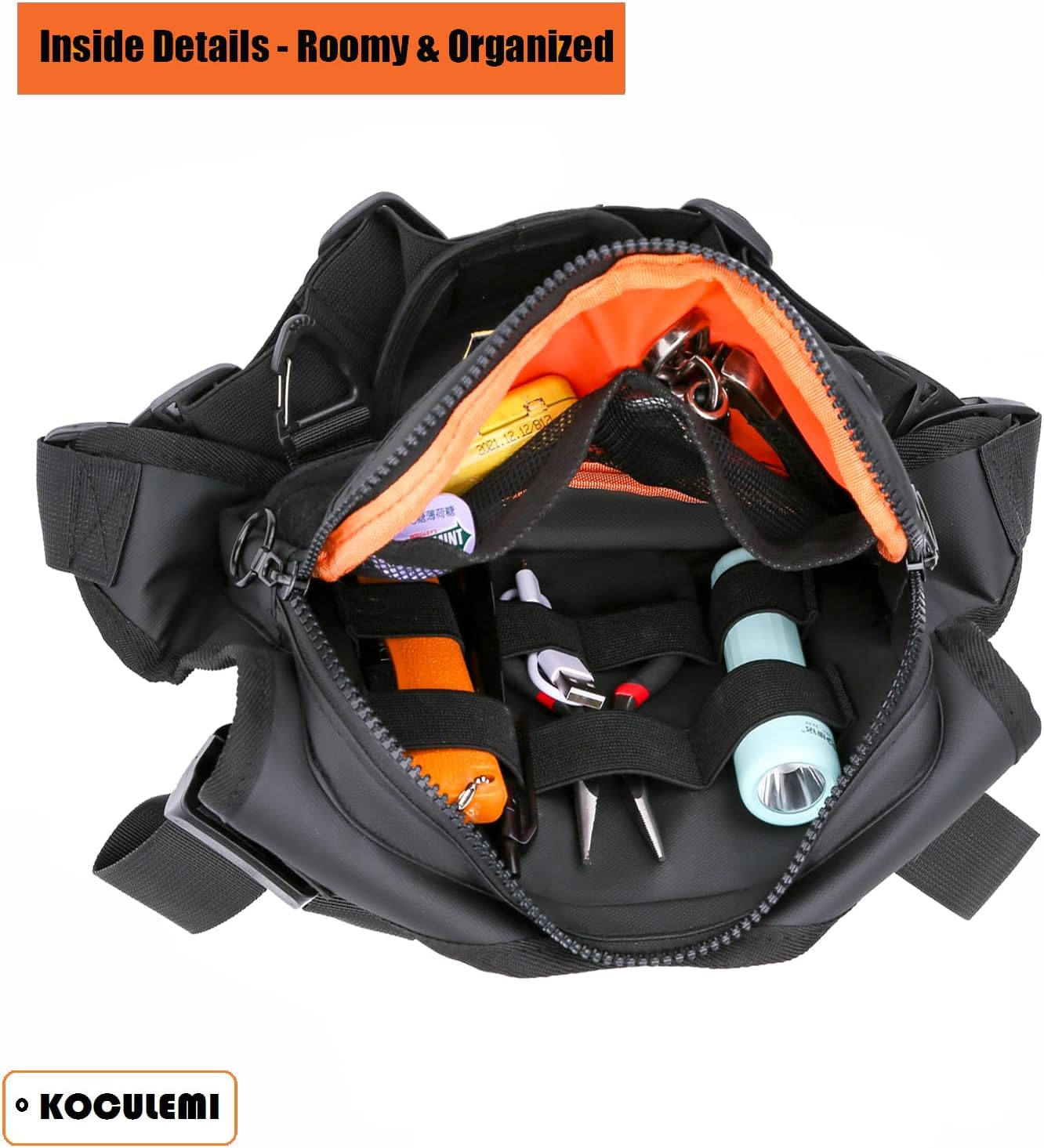 KOCULEMI Water Resistant Chest Bag - Minimalist Running Pack, Phone Holder with Extra Storage, Lightweight Running Vest, Cycling Chest Pack, Black