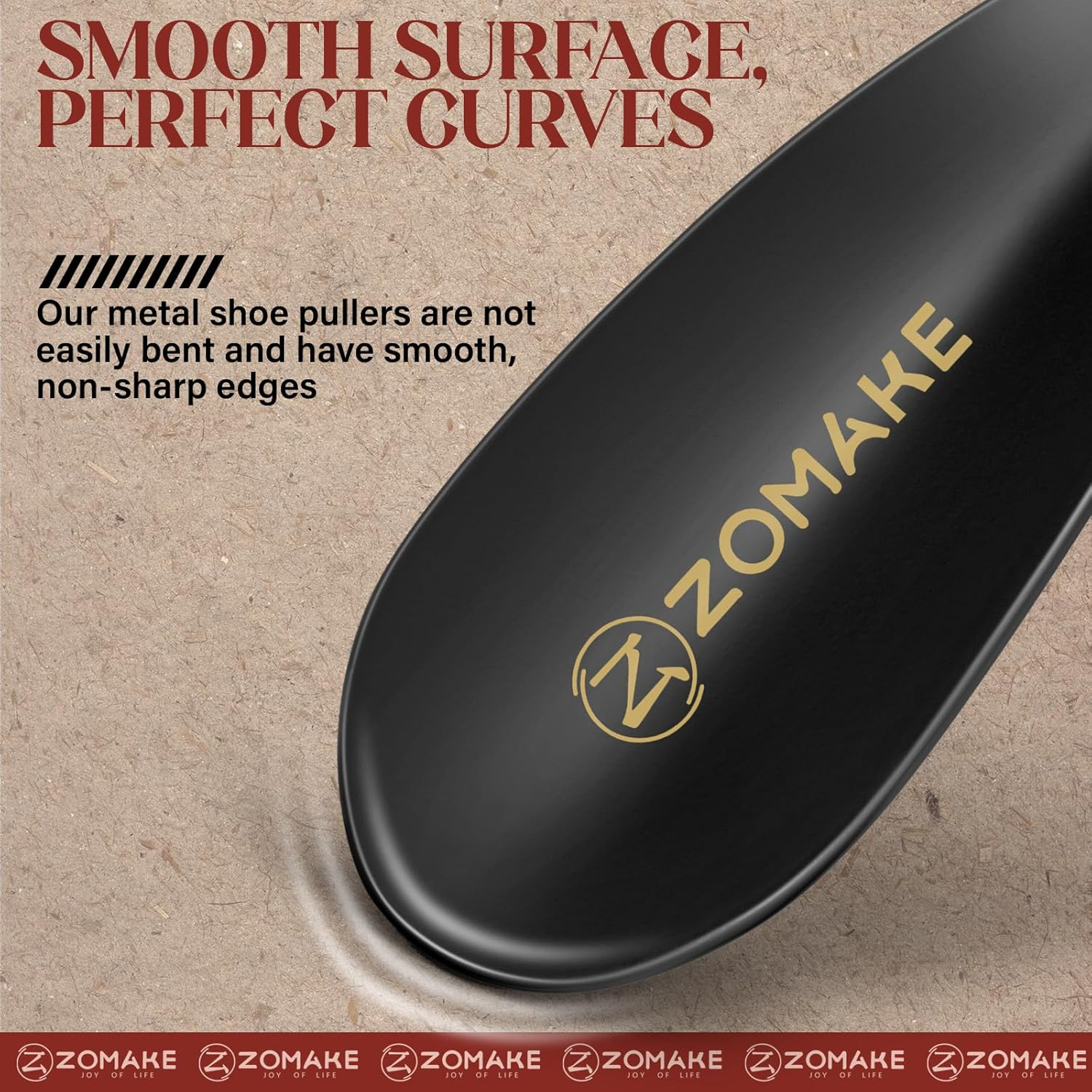 ZOMAKE Metal Shoe Horn Stainless Steel Shoehorn 19CM Portable for Travel - Black/2Pcs image number 7