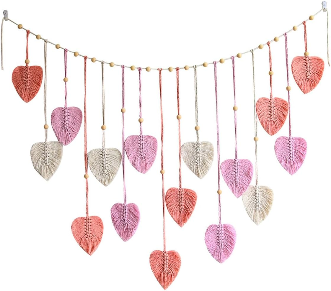 AIMALL Handwoven Cotton Leaf Wall Hanging Bohemian Tassel Tapestry for Kids Room, Bedroom, Living Room, Nursery D&eacute;cor 47.2 X 29.5 In