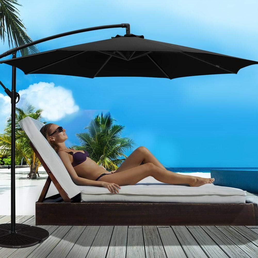 Instahut Outdoor Umbrella 3M Black Cantilever Stand, Sun Beach Garden image number 6