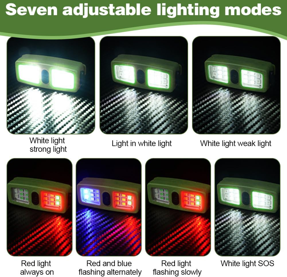 Yuragim LED Clip Lamp, Running Light, Small Headlamp, Pack of 2 USB Rechargeable Clip Lamp, Waterproof Running Light with 7 Light Modes for Camping, Hiking, Jogging, Climbing, Fishing, Backpack image number 1