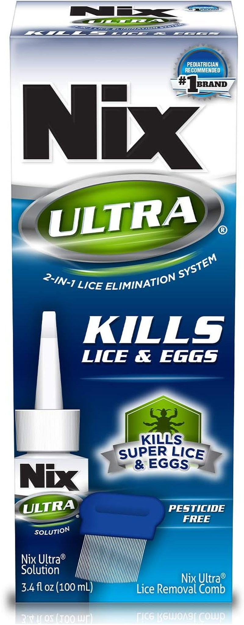 Nix Ultra 2-In-1 Super Lice Treatment, 3.4 Fl Oz and Lice & Egg Removal Comb image number 2