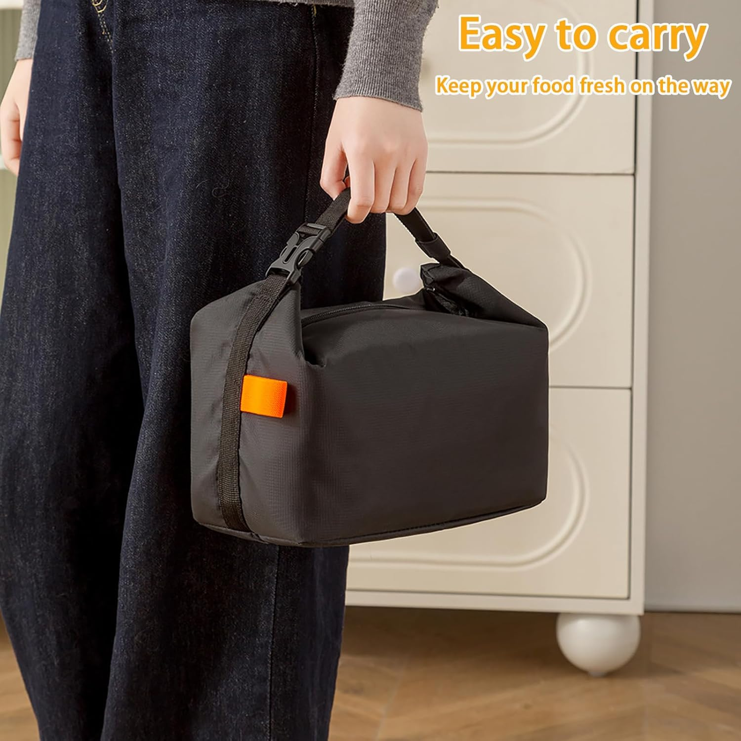 Insulated Lunch Bag for Men & Women, Waterproof Oxford Fabric with Long-Lasting Thermal Protection - Lunch Bag Reusable Cooler Bag for Work, School, Picnic, Travel (Black) image number 1