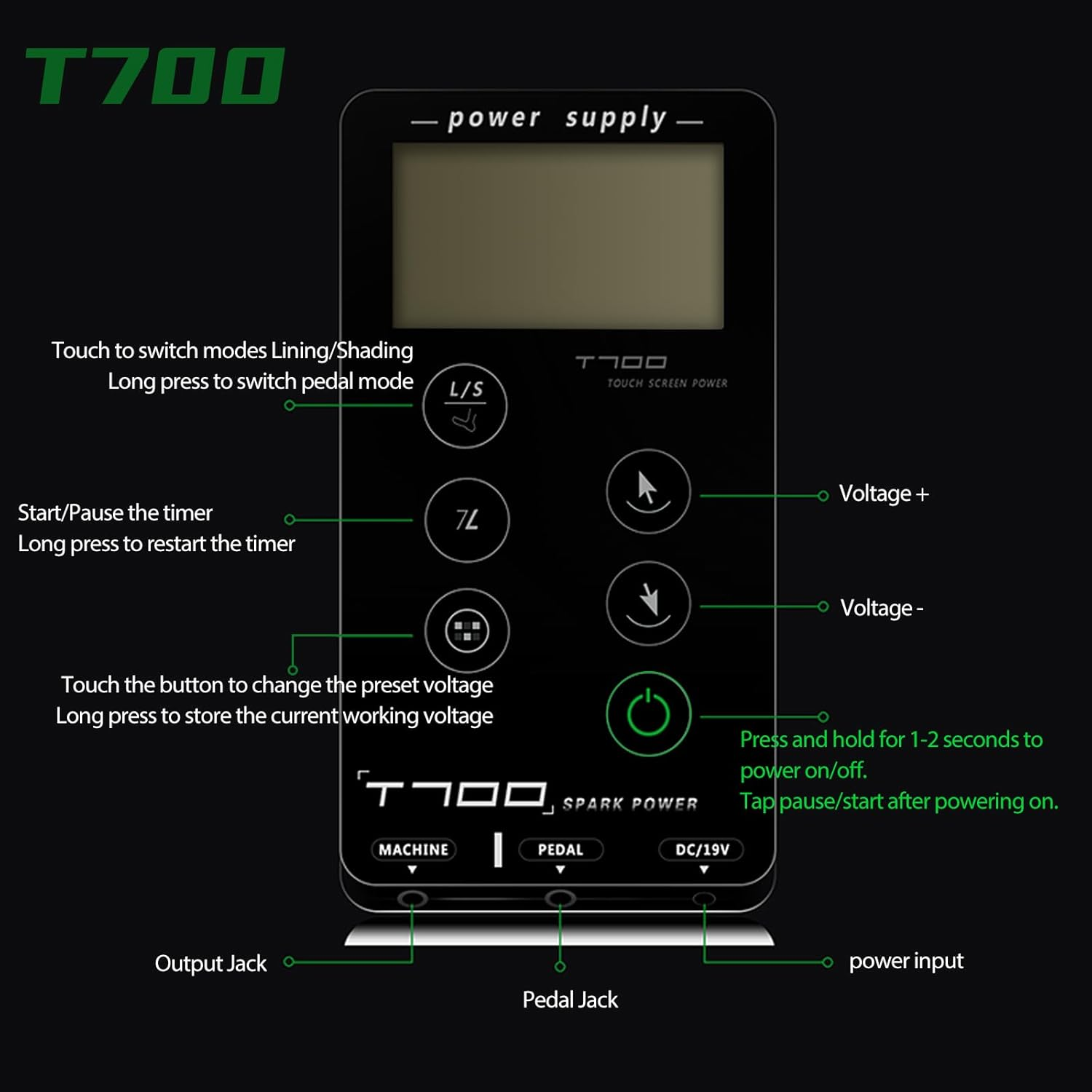 Dragoart T700 Professional Power Supply Touch Buttons Digital LCD Adjustable Stand image number 5