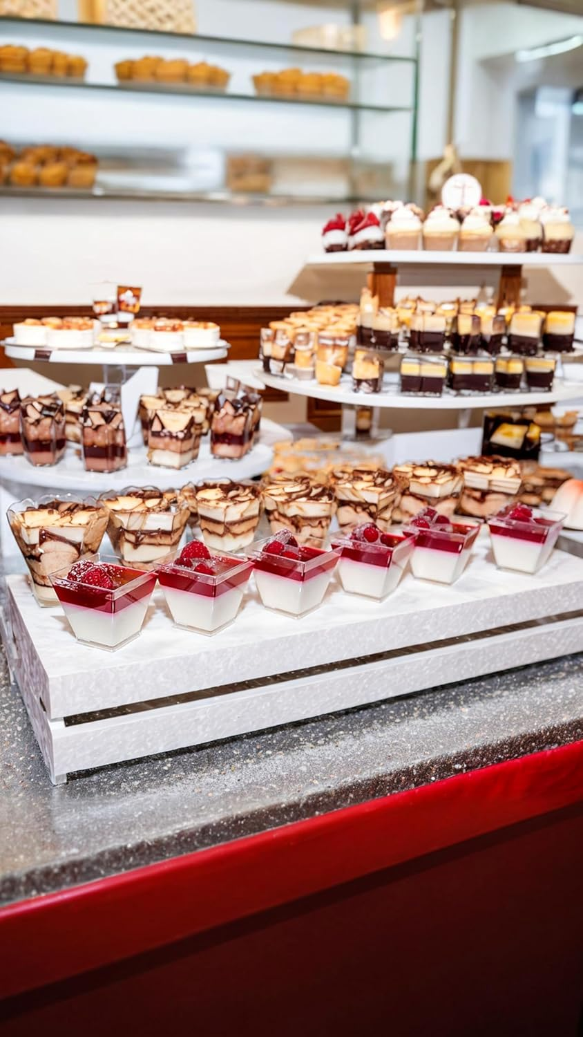 Honwor 50-Pack Clear Mini Dessert Cups with Spoons - Reusable, Square Parfait Cups for Tastings, Apizers, & More - 2.02Oz image number 4