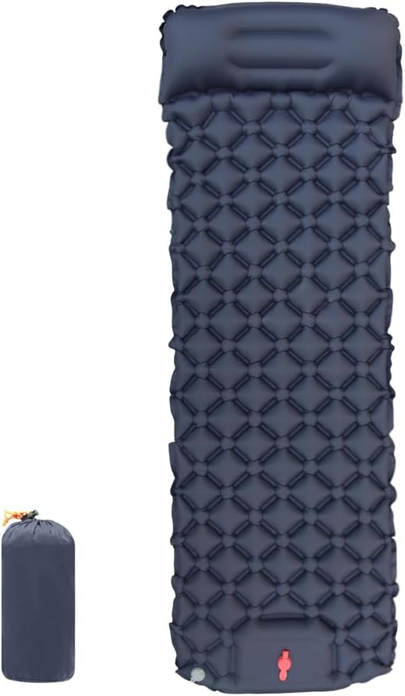 Wigmoa Li-L Ultralight Inflatable Camping Sleeping Pad with Built-In Foot Pump and Pillow - Compact Air Mattress for Backpacking, Hiking, and Traveling - Lightweight Camping Mat (Spring Green)