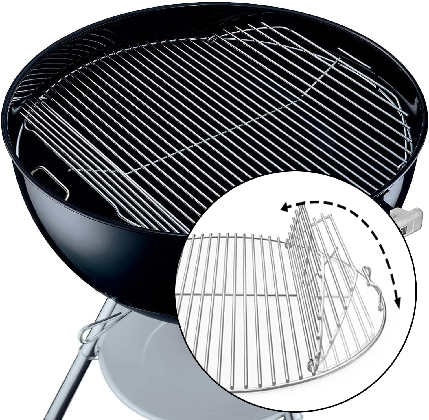 Hinged Cooking Grate for 22&rdquo; Charcoal Grill, round Charcoal Grate for Weber 7436, Grill Grate Replacement Part for Weber One-Touch, Smokey Mountain Cooker, 22" Kettle Charcoal Grill Parts with Handle