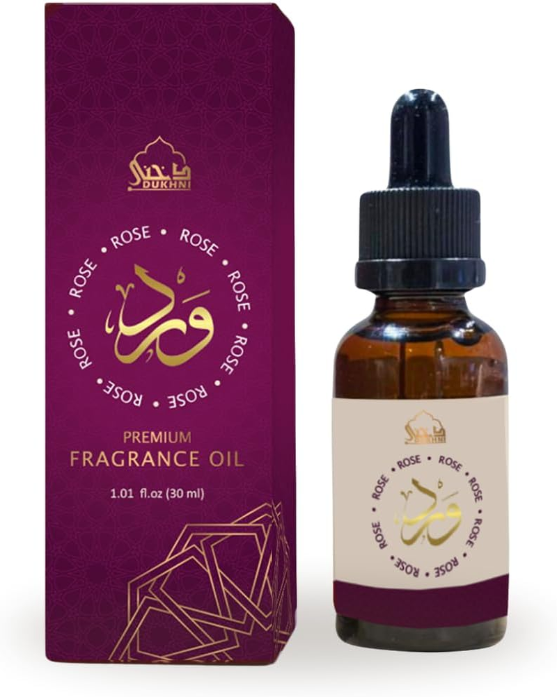 Dukhni Rose Fragrance Oil | 30Ml Floral Diffuser Oil for Diffuser & Humidifier | Relaxing Rose Essential Oil for Home Aromatherapy & Room Fragrance | Long-Lasting Aroma, Alcohol -Free