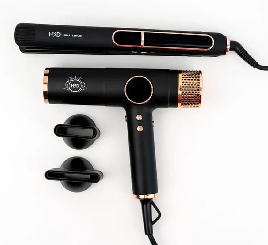 H2D Max Duo Pro Dynamic Matte Black BLACK with Rose Gold - Professional Hair Dryer & Straightener image number 1