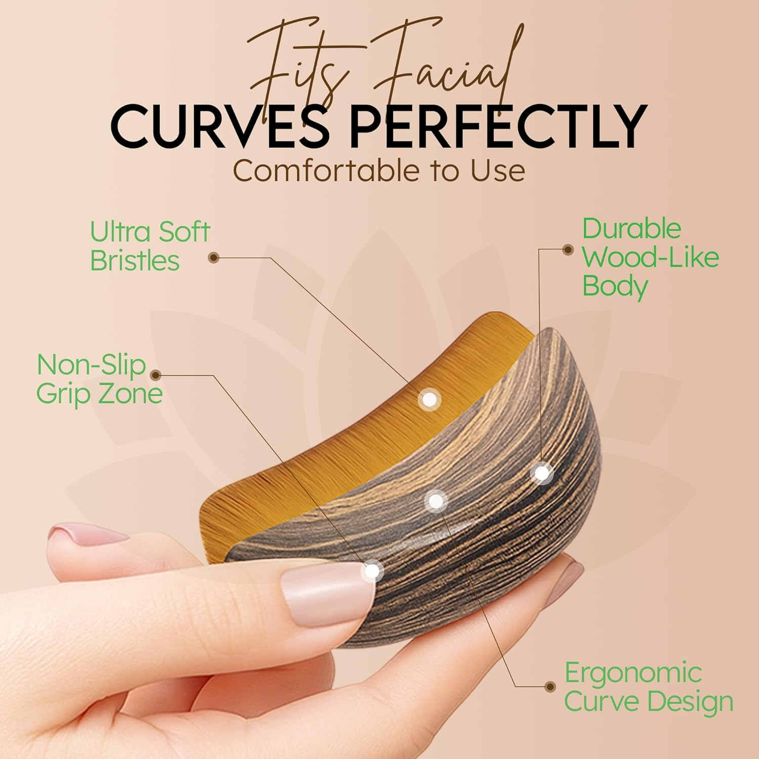 PUUR HOUSE Pack of 2 Lymphatic Contour Face Brush - Lymphatic Drainage Massager - Dry Brush for Face - Anti-Puffiness - Detox & Lift - Ergonomic Facial Cleansing Brush for Sculpting image number 2