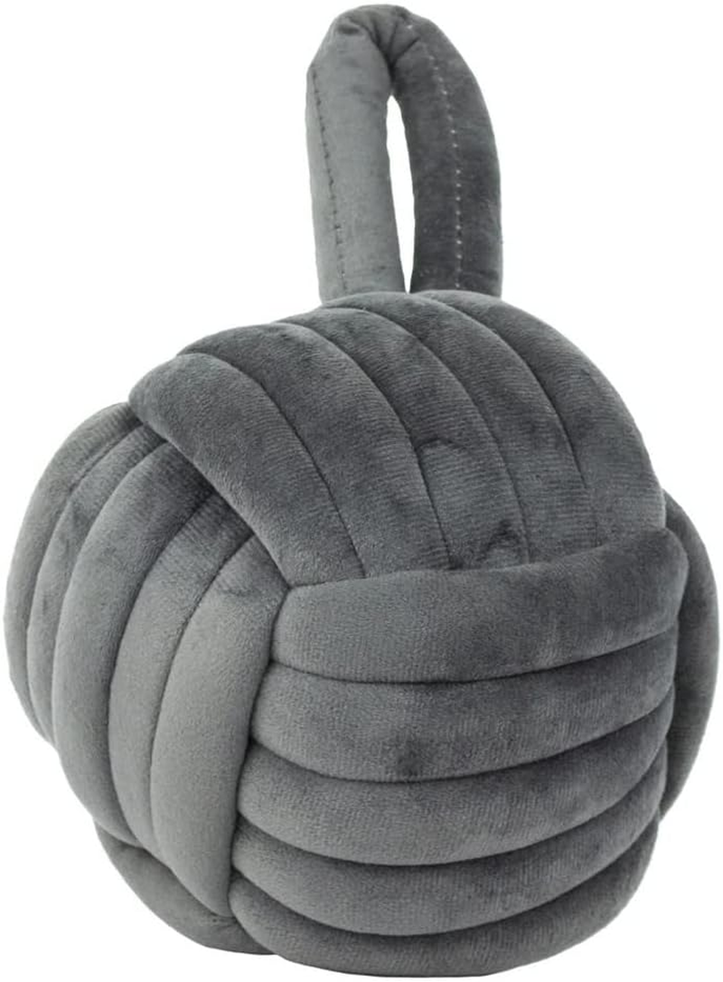 Furn Knot Velvet Door Stop &ndash; Soft Plush Weighted Decorative Doorstop, Modern Home Decor (Natural)