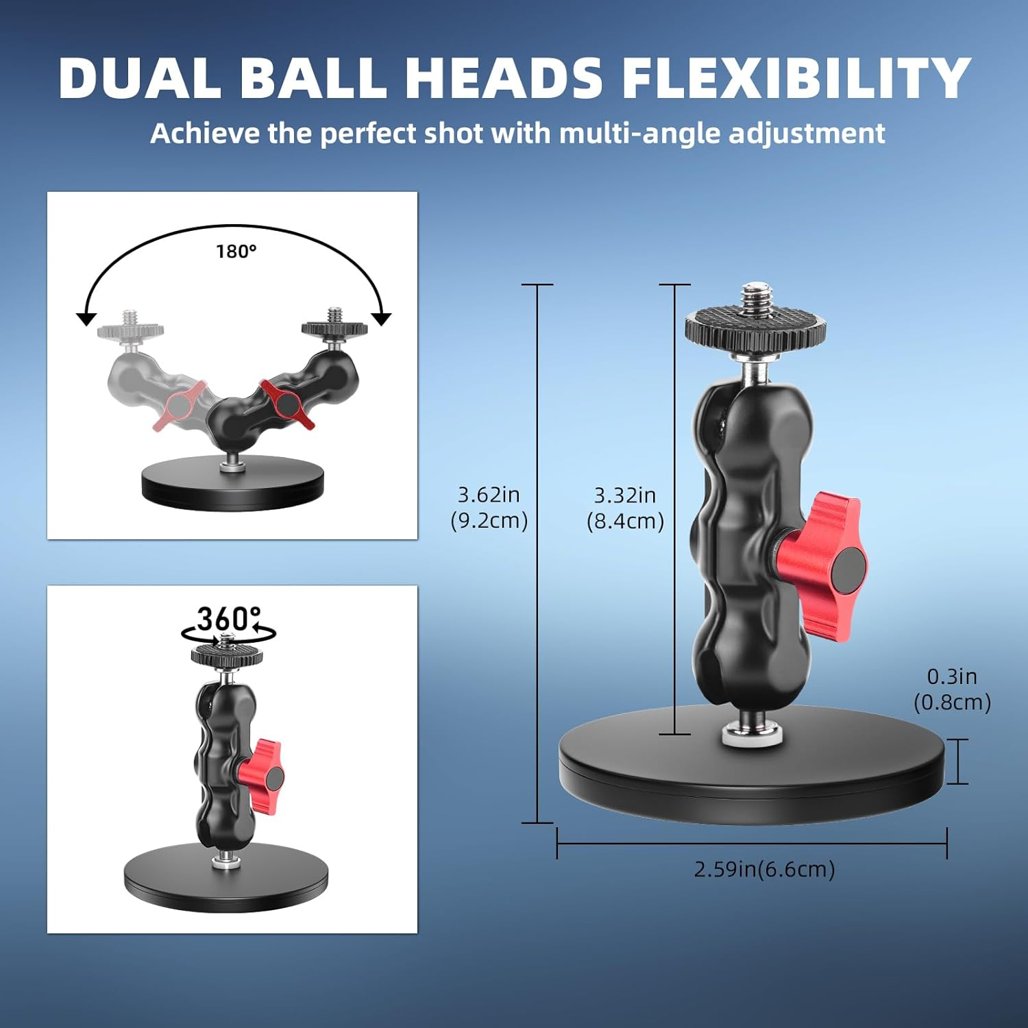 Flymile Magnetic Camera Mount Base for DJI Osmo Action 5 Pro 4 3/Pocket 3,Magnetic Rubber Coating Car Holder, 360&deg;Adjustment Magnetic Stand for Gopro,For Insta360 X5/X4,For AKASO Accessories image number 1