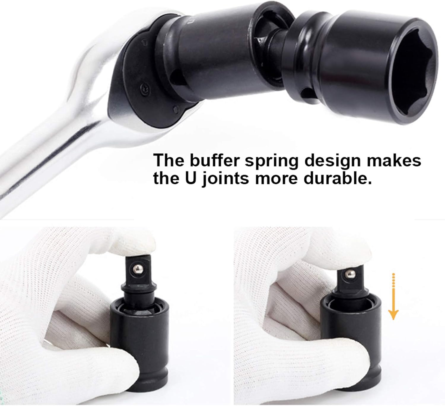 Tophomer (3/4'' Drive) Swivel Impact Socket Set, 1Pc Universal Joint with Ball Spring Design, 1/4, 3/8, 1/2-Inch Drive, Impact Socket Adapter image number 4