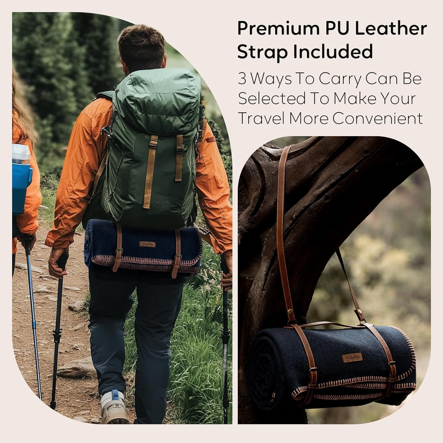 Molithe 100% Wool Blanket, 62"" X 86"", Warm, Thick, Washable, Military Wool Blanket, Great for Camping, Outdoors, Sporting Events, Survival Kits, Large, Navy image number 1