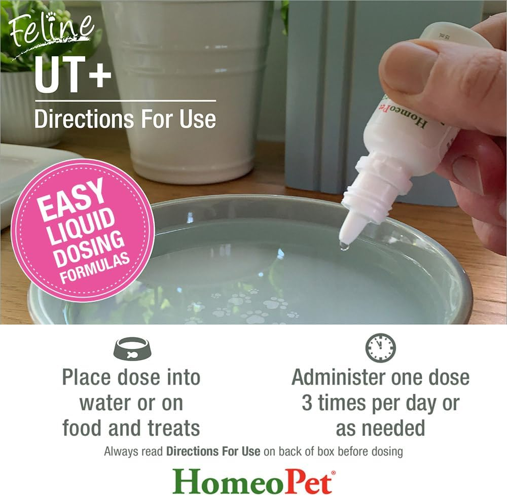Homeopet Feline UT+ 15 Ml for Cats - Safe Natural Remedy for Cat UTI Treatment & Cystitis Relief. Urinary Tract Formula and Bladder Infection & Kidney Support Supplement for Cats & Kittens