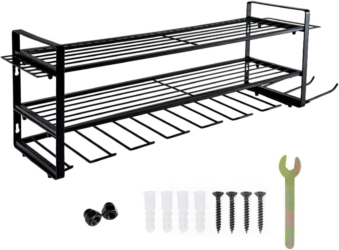 ALPEN OUTDOOR Power Tool Organizer Wall Mount 7 Drill Holder 3 Layer Heavy Duty Metal for Drill Plier Hammer Rack Suitable for Workshop Garage