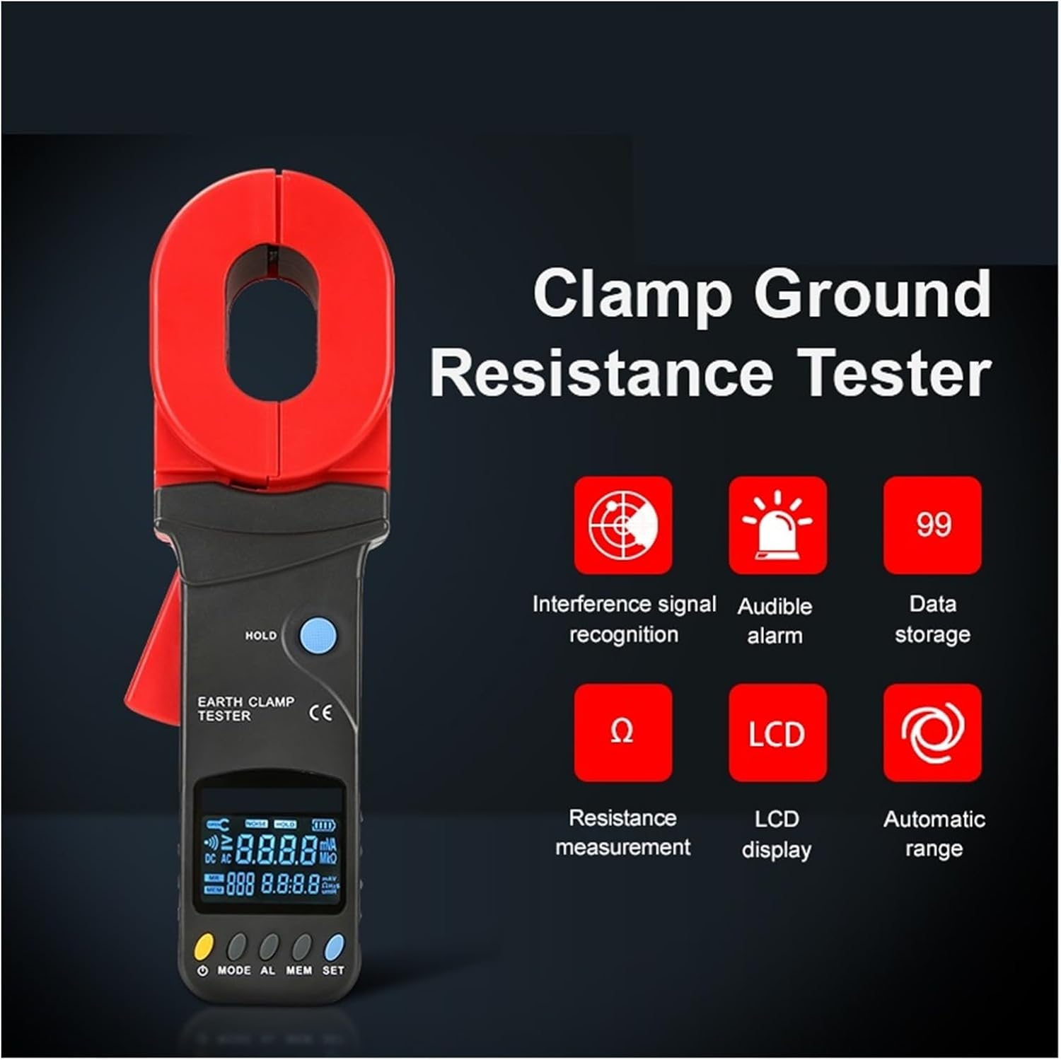 Insulation Tester, Ground Loop Resistance Tester Digital Display Clamp Earth Ground Testers,Jaw Leakage Current Detector image number 4