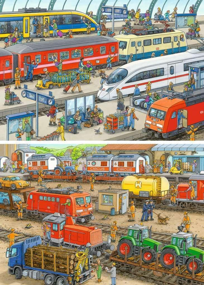 Ravensburger Kinderpuzzle - 09191 Trubel Am Bahnhof - Puzzle F&uuml;r Kinder Ab 4 Jahren, Mit 2X24 Teilen image number 3