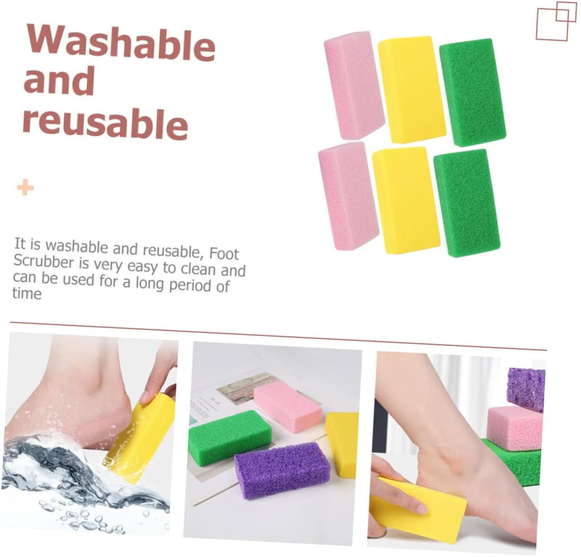 WRITWAA 6Pcs Foot Exfoliator Callus Remover Pumice Stone Professional Pedicure Kit Foot Scrubber for Easier Cleaning Reusable image number 2