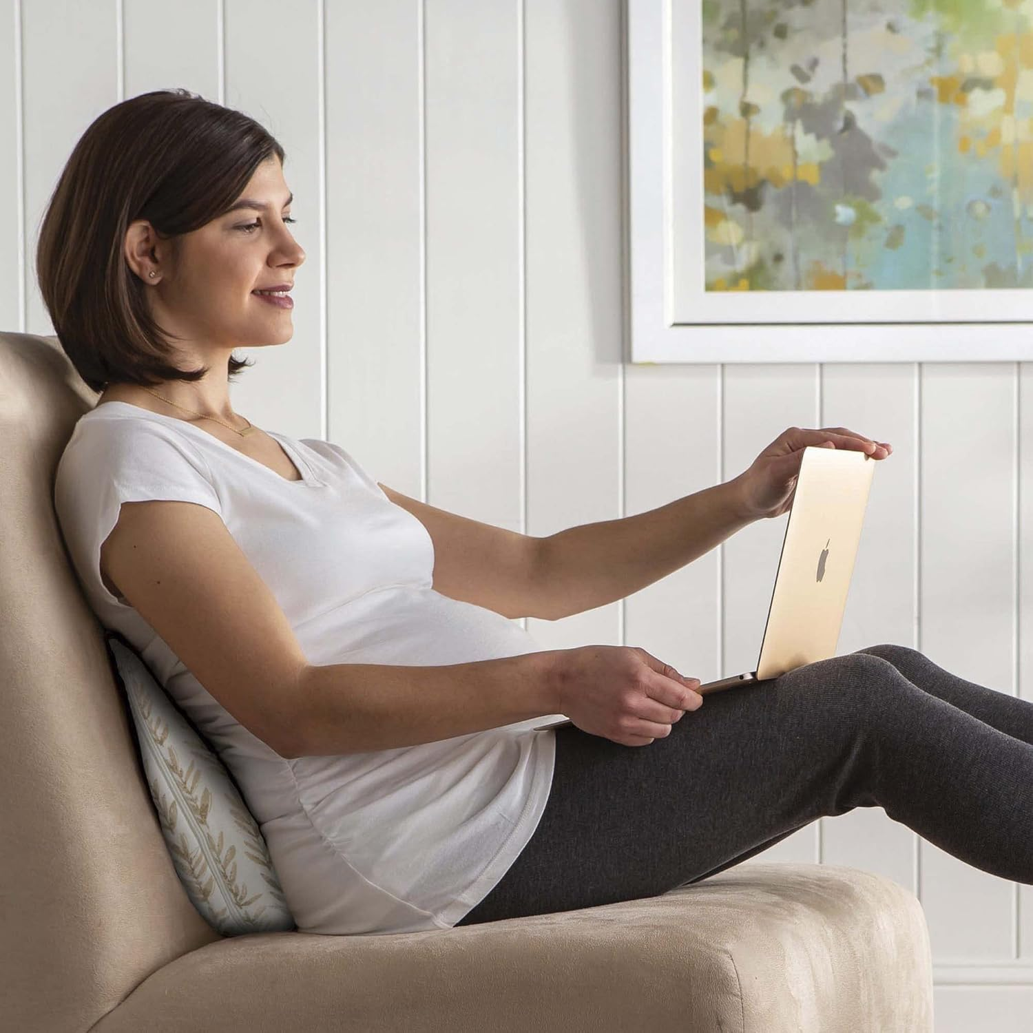 Boppy Pregnancy Pillow Wedge with Cover, Taupe, Belly Support Maternity Wedge, Firm Pregnancy Wedge Pillow for Pregnancy from Boppy Line of Pregnancy Pillows for Sleeping, Pregnancy Must Have image number 4