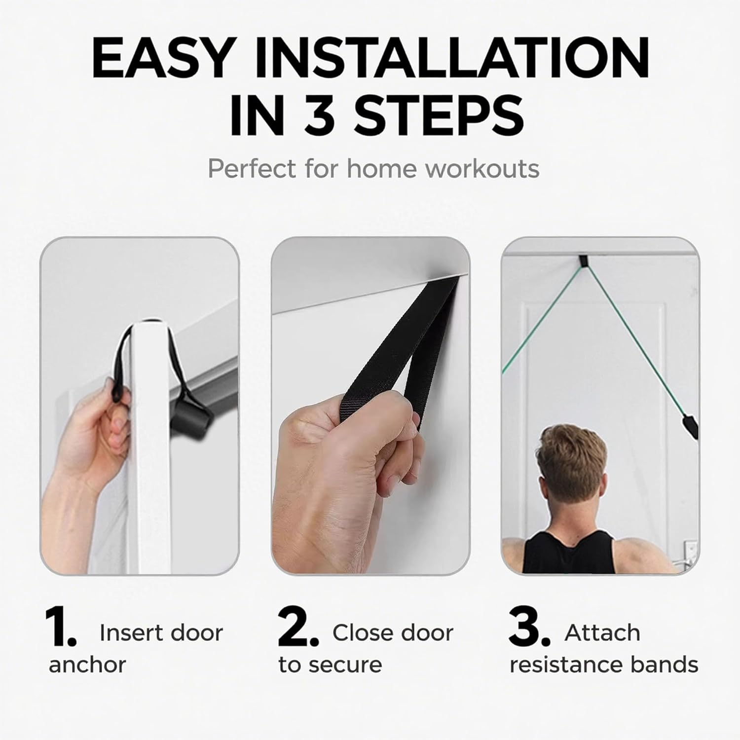 Resistance Bands with Handles, 3-Level Fitness Bands Set for Home Gym Workouts, Physical Therapy, Strength Training for Women & Men, Includes Door Anchor - Beignner(10-15-25Lb) image number 4