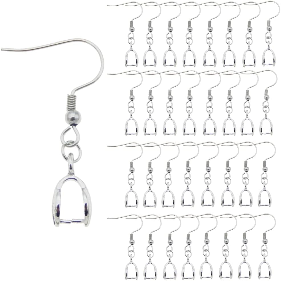 KJMYYXGS 50PCS Earring Hooks with Pinch Bails Clasp for DIY Earring Making (Silver) image number 1